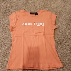 Vintage DKNY Jeans Orange Babydoll Tee Size Medium